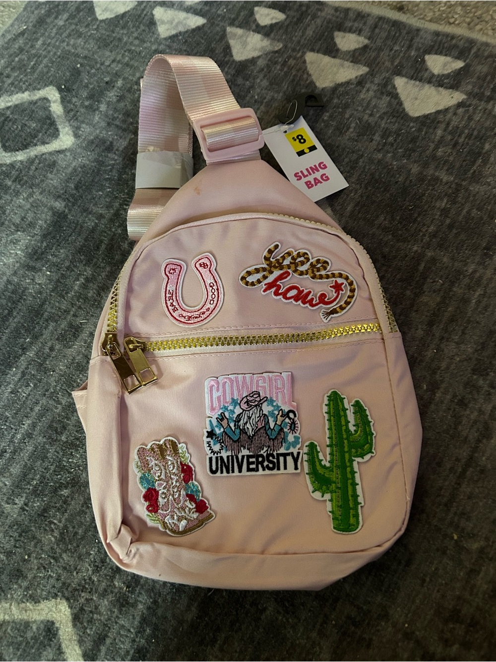 Pink Patchwork Sling Shoulder Bag